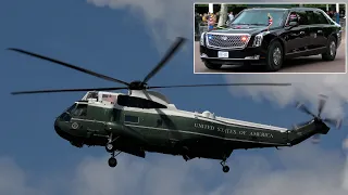 Marine One landing at Buckingham Palace during Trump's visit in 2019 🇺🇸 🇬🇧