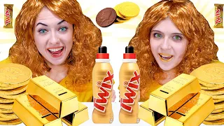 ASMR Eating Only One Color | Gold Food Challenge By LiLiBu