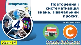 Відеоурок з інформатики 4 клас 8 урок Систематизація знань  Навчальний проєкт.