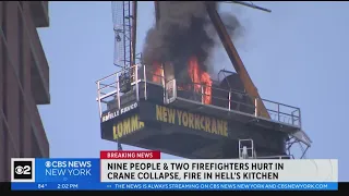 NYC crane fire leads to partial collapse on street