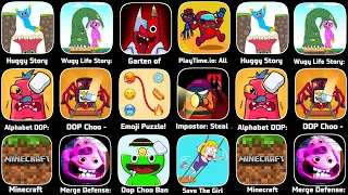 Huggy Story,Wuggy Story,Alphabet DOP,DOP Choo,Emoji Puzzle,DOP Banban,Minecraft,Garten Of Rainbow
