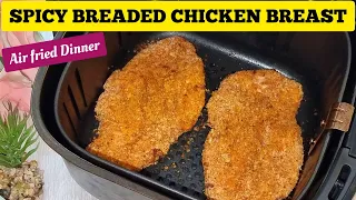 Crispy Air Fryer Chicken Breasts for Dinner Recipe. Air Fried Breaded Chicken Tenders Recipes