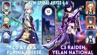 NEW SPIRAL ABYSS 4.4! C0 Ayaka Freeze & C3 Raiden National | Floor 12 - 9⭐