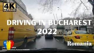 Driving to downtown in Bucharest, ROMANIA 2022 4k