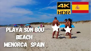 MENORCA Playa Son Bou Beach in August Walk beach in 4k / Best Beaches In Menorca