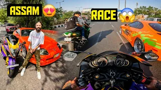 Assam Jaatey Waqt Race Hogayi Apni Zx14r Hayabusa Aur Supra Ki 😱