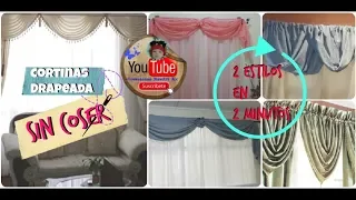 Cenefas Drapeadas Cortinas SIN COSER 2 ideas MUY FÁCILES sin costura/globo entubado ondas corridas