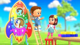 Learning Numbers With Wooden Rocket Puzzle Toy Set - Little Baby Boy & Girl 3D Animated Cartoons