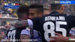 Udinese Atalanta 2-1 29 ottobre 2017 sintesi telecronaca Sky