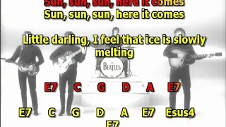 Here comes the sun Beatles drum and bass basis guitar lyrics chords cover