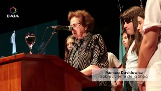 Mónica Dawidowicz, sobreviviente de la Shoá, en el acto central por el Día del Holocausto