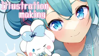 【イラストメイキング　CinnaMiku　シナミク】初音ミク　シナモロール　イラストメイキング　illustration Making  CLIPSTUDIO