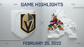 NHL Highlights | Golden Knights vs. Coyotes - Feb. 25, 2022