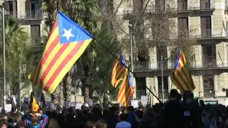 Protest in Barcelona as Catalan separatists go on trial