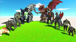 EVOLUTION of GODZILLA Team VS DESTOROYAH Team - Animal Revolt Battle Simulator