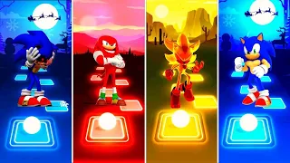 Sonic exe 🆚 Knuckles Sonic 🆚 Super Shadow Sonic 🆚 Muscular Sonic | Sonic Tiles Hop EDM Rush