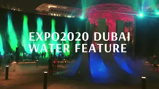 Expo2020 Dubai: Fire Spitting WaterFall Feature at night