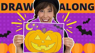 How to Draw a JACK-o-LANTERN for Halloween! | Step by Step Pumpkin Drawing | Art Lesson for Kids