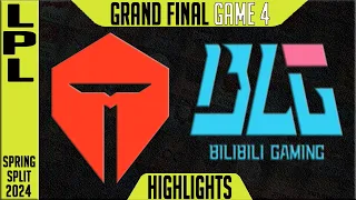 TES vs BLG Highlights Game 4 | Playoffs GRAND FINAL LPL Spring 2024 | TOP Esports vs Bilibili Gaming