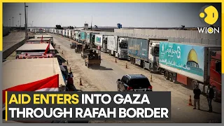 Israel-Palestine war | Trucks, filled with humanitarian aid, enter Gaza through Rafah crossing