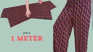 Very Easy Palazzo Pants Trouser Cutting and Stitching from Only 1 Meter for beginners