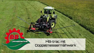 BB Umwelttechnik | MB-trac mit Doppelmesser Frontschmetterling | Mähen 1. Schnitt