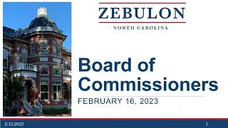 Zebulon Board Meeting - February 16, 2023