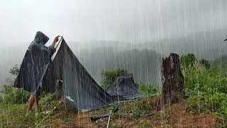 AMAZING CAMPING IN HEAVY RAIN ⛈️ RELAXING CAMPING IN RAIN AND THUNDER