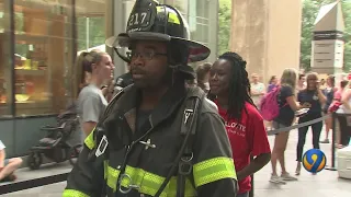 Public safety personnel, public climb Duke Energy stairs in honor of 9/11