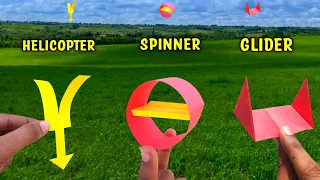3 simple paper flying toy , how to make paper toy , best flying toy , paper helicopter