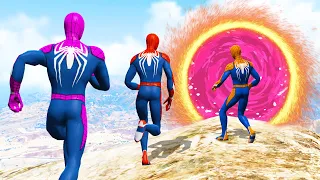 GTA 5 Rainbow Spiderman Jumping Into Portals (Ragdolls/Euphoria Physics) #12