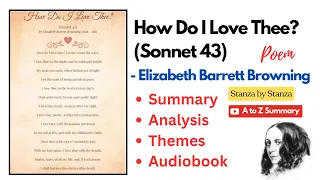 How Do I Love Thee? Sonnet 43 Poem Summary & Analysis #howtoilovethee #poetryanalysis