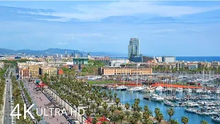 FLYING OVER BARCELONA ( 4K UHD ) - Relaxing Music Along With Beautiful Nature 4K Video Ultra HD