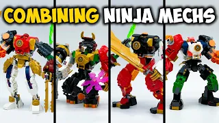 Combining the NEW Ninjago Lloyd, Kai, Cole, & Sora Mechs! 64+ Combinations!