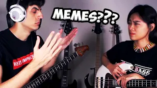 Enseñando canciones de MEMES a mi NOVIA en el BAJO