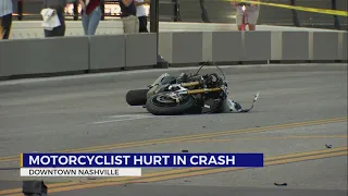 Motorcyclist injured in crash on Broadway