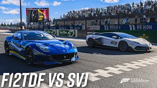 Ferrari F12tdf vs Lamborghini Aventador SVJ | Forza Motorsport 2023