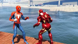 GTA 5 SPIDERMAN vs IRON MAN | Water Ragdolls Fails/Jumps ep.3 (Euphoria Physics Funny Moments)