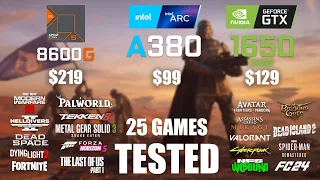 R5 8600G vs ARC A380 vs GTX 1650S | i5 - 13600K | 1080p - 25 Games Tested