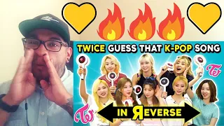 TWICE Reacts To Guess That TWICE Song In Reverse Challenge (K-Pop) REACTION