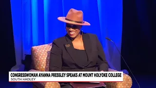 Congresswoman Ayanna Pressley speaks at Mount Holyoke College