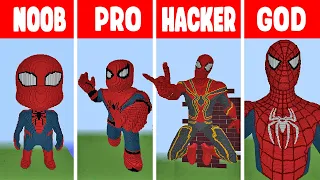 Minecraft TNT SPIDERMAN STATUE HOUSE BUILD CHALLENGE - NOOB vs PRO vs HACKER vs GOD