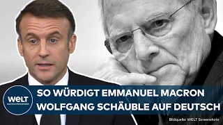 ABSCHIED MIT TRAUERSTAATSAKT: Emmanuel Macron würdigt Wolfgang Schäuble auf Deutsch als Freund