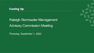 Raleigh Stormwater Management Advisory Commission - September 1, 2022