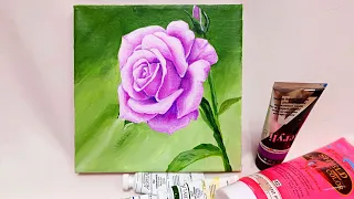 Purple rose acrylic painting 힐링 그림과정 보라색 장미 아크릴화