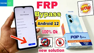 Tecno Pop 6 Pro FRP Bypass Android 12 | New Solution | Tecno BE8 Google Account Bypass Without Pc