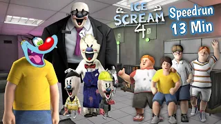 13 Min SpeedRun -Ice Scream 4 SpeedRun full gameplay with Oggy and Jack Voice