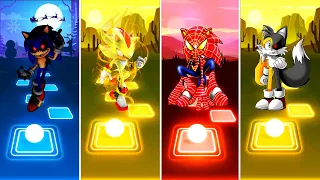 Sonic exe 🆚 Super Shadow Sonic 🆚 Spider Sonic 🆚 Tails Exe Sonic | Sonic Tiles Hop EDM Rush