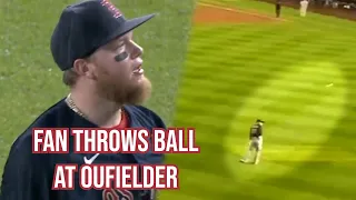 Fan hits outfielder with a ball, a breakdown