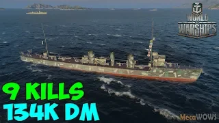 World of WarShips | Isokaze | 9 KILLS | 134K Damage - Replay Gameplay 4K 60 fps
